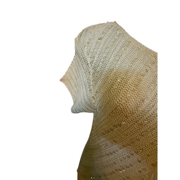 Papell Boutique Evening Cream Open-Weave w/Iridescent sequins Handmade Top. M - Picture 4 of 8